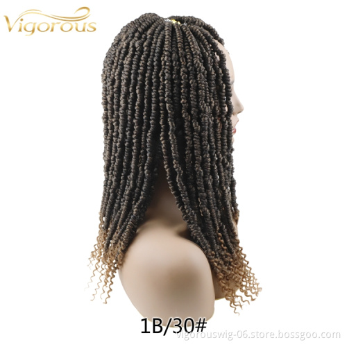 Vigorous Wholesale Fiber Hande Twist Wig Extension Short Darling Brown Pre Plucked Curly African Crochet Braid Hair